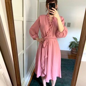 Vintage 1970s Pink Wrap Dress by Emma Domb